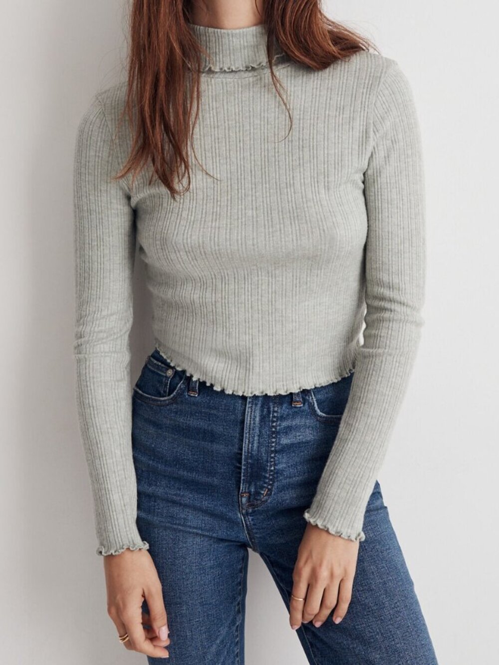 Madewell Cropped Long Sleeve Turtleneck Top : Medium
